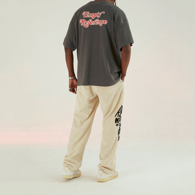 Retro literary print round neck short-sleeved T-shirt