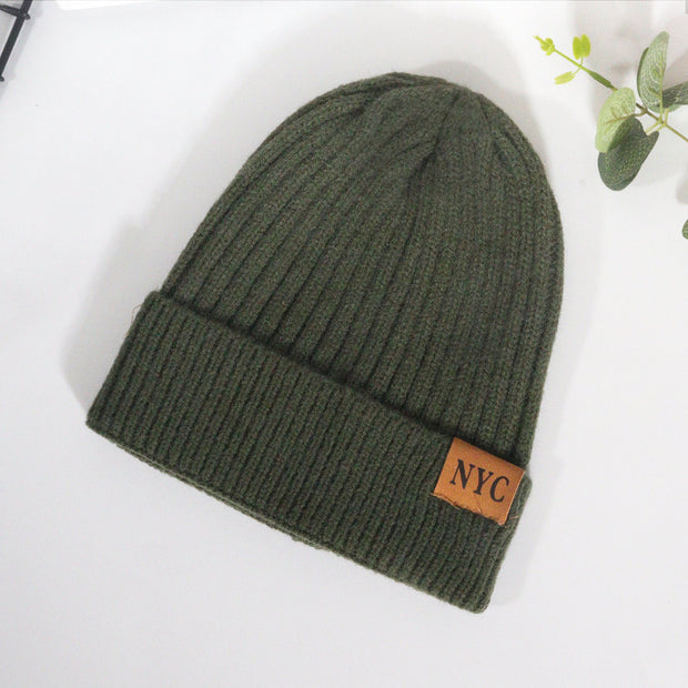 Casual and versatile NYC letter wool knitted hat Japanese style