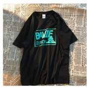 BLACK loose print short-sleeved t-shirt