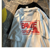 BLACK loose print short-sleeved t-shirt