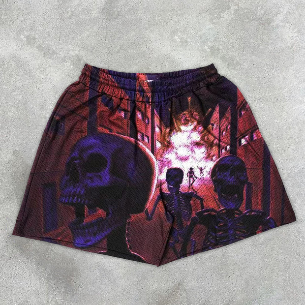 Casual street vintage print resort shorts