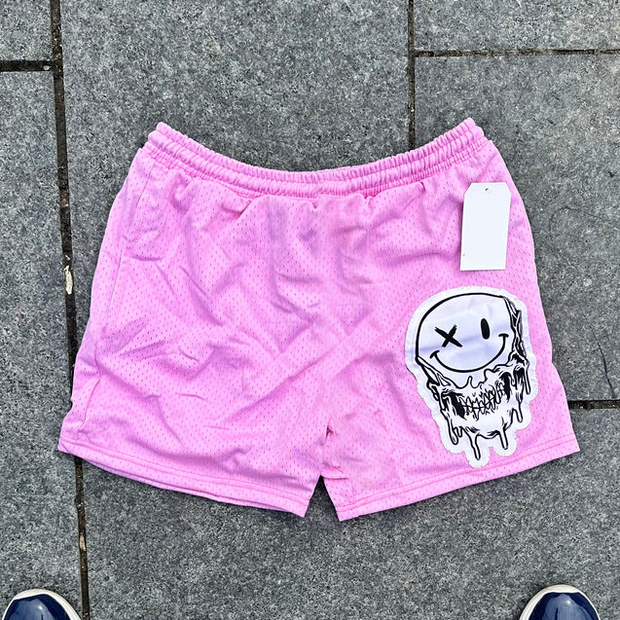 Fashion solid color smiley face shorts