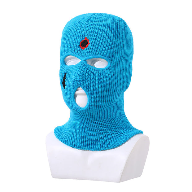 Balaclava three-hole hat outdoor riding headgear knitted warm ski mask