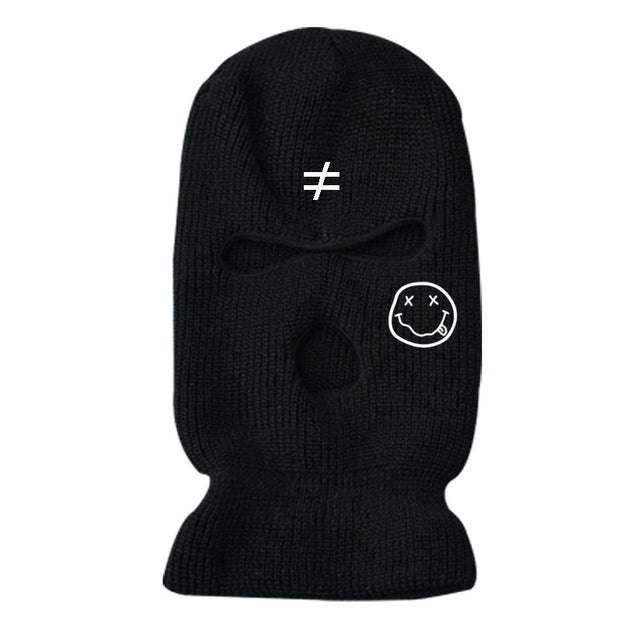 Warm knitted hat ski mask three-hole hat