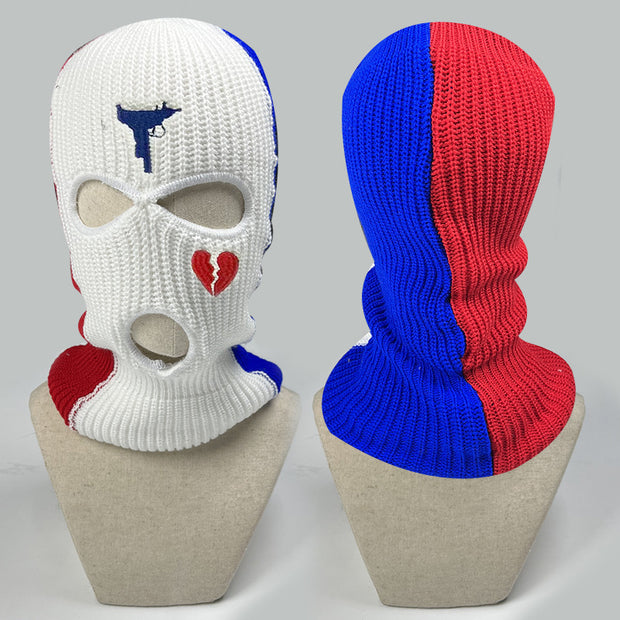 Broken heart embroidered colorblock three-hole cap