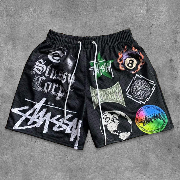 Multi-element Print Mesh Drawstring Shorts