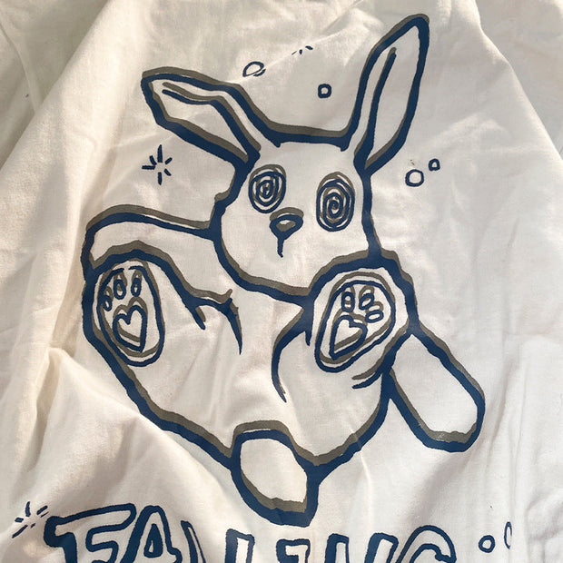 Street style loose rabbit print short-sleeved t-shirt