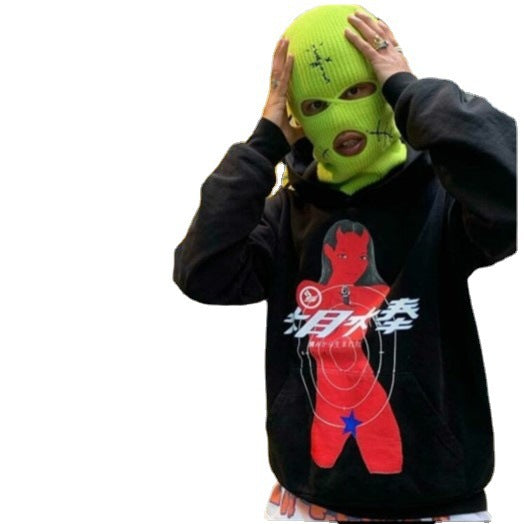 Street style love printed knitted face mask hat