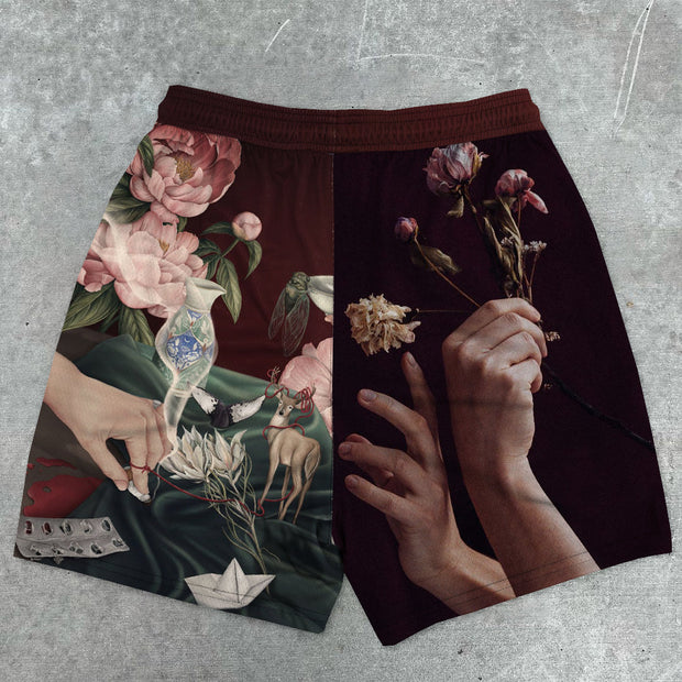 Trendy retro street casual art shorts