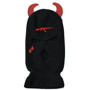 Devil's horn knitted three-eyed hat