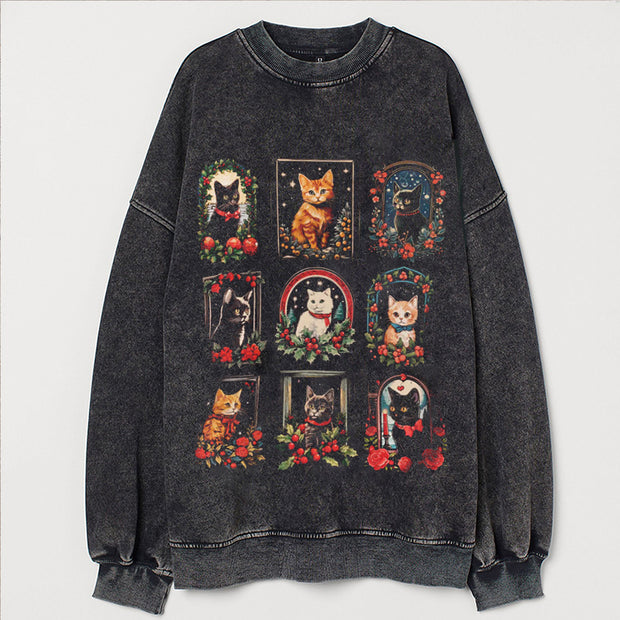 Vintage Christmas Cat Sweatshirt