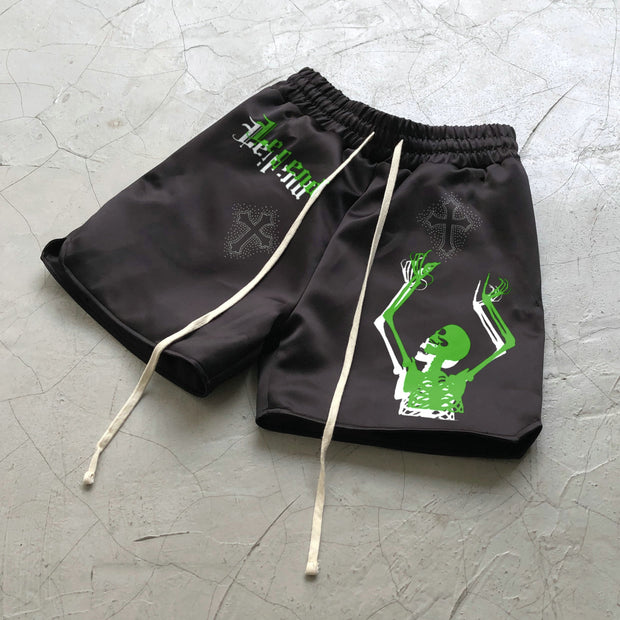 Skull Cross Fashion Retro Street Shorts