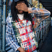 Colorful Plaid Vintage Stitching College Flannel Shirt