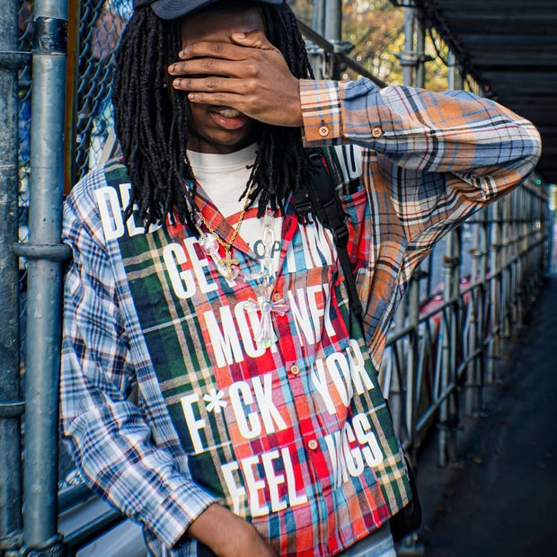 Colorful Plaid Vintage Stitching College Flannel Shirt