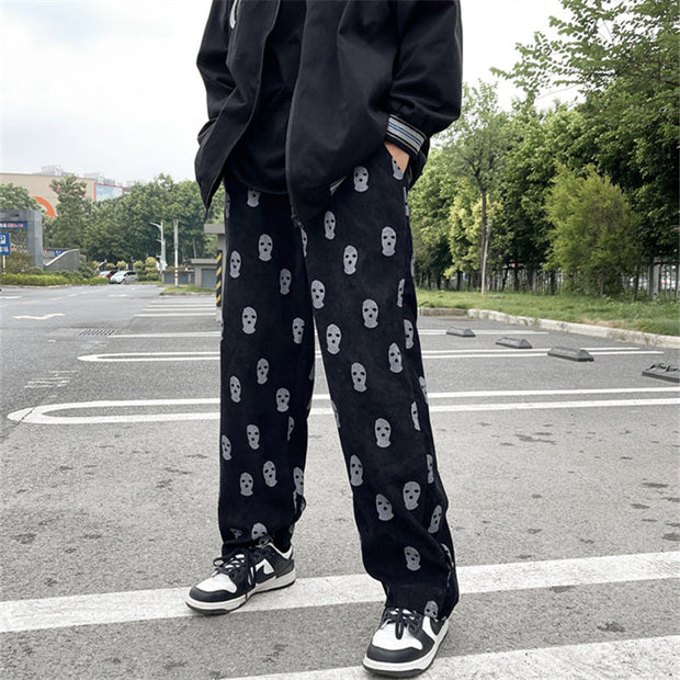 Robbers hood full printed retro corduroy casual trousers