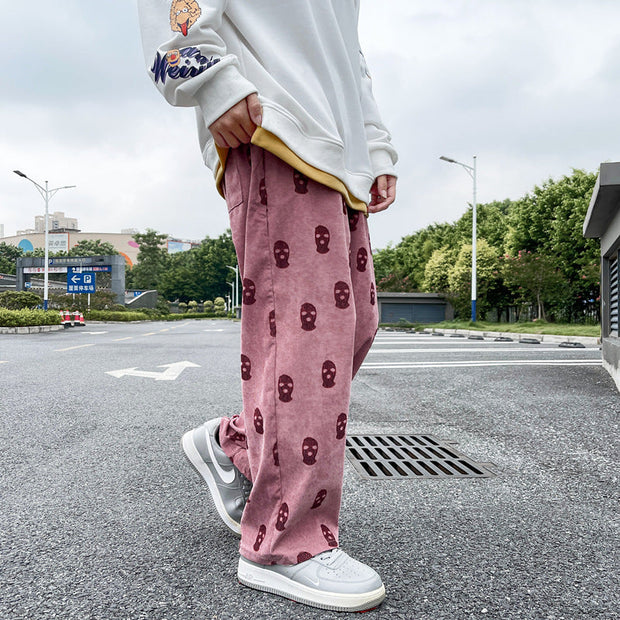 Robbers hood full printed retro corduroy casual trousers