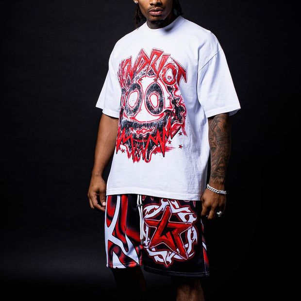 Ghost casual street T-shirt mesh shorts two-piece set