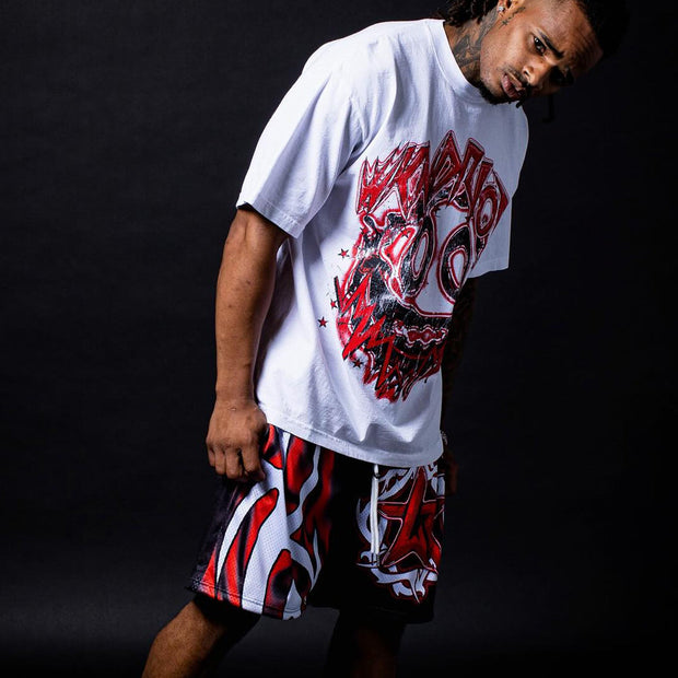 Ghost casual street T-shirt mesh shorts two-piece set