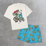Casual street sports mesh two-piece suit