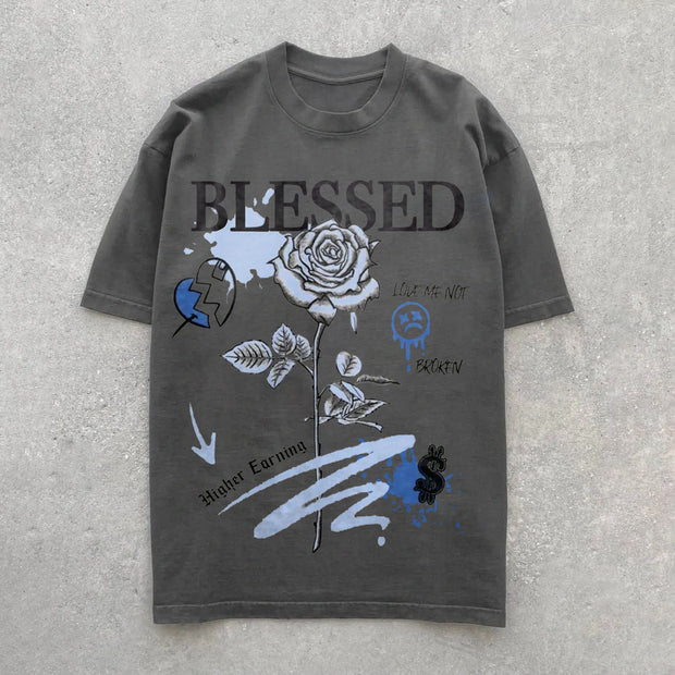 Trendy retro printed street T-shirt