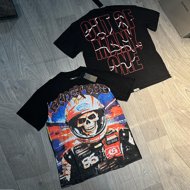 Skeleton racer print T-shirt