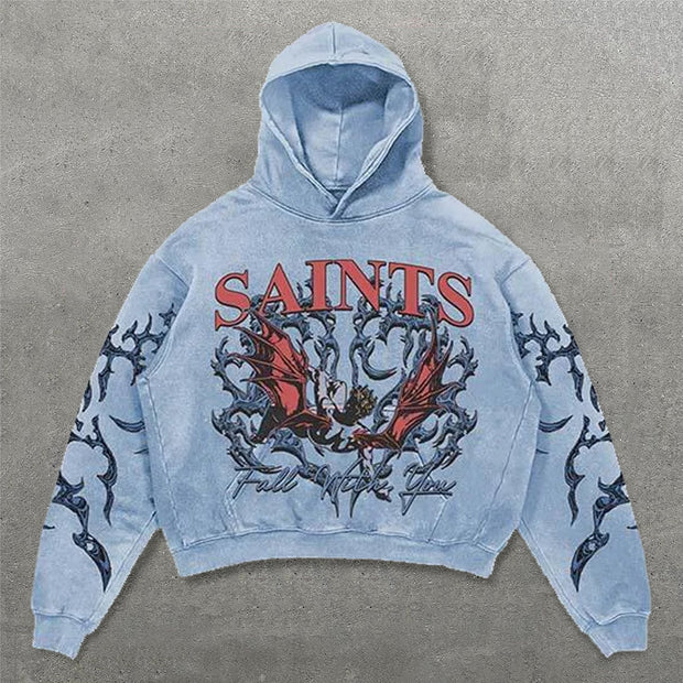 Saints All With You Print Long Sleeve Hoodies