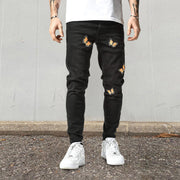 Butterfly pattern personalized street pencil pants jeans