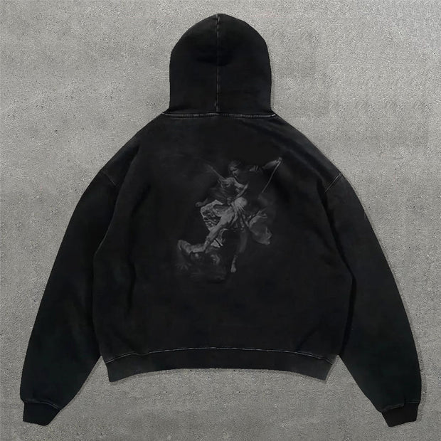 Angel Letters Print Long Sleeve Hoodies