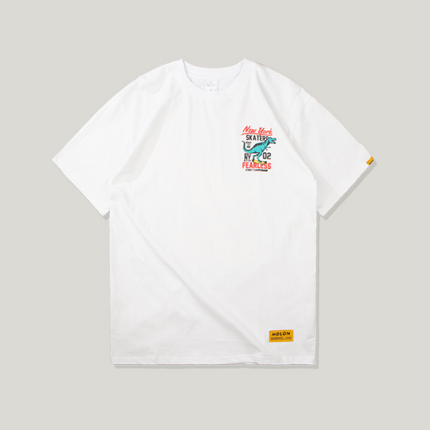 Hip Hop Dinosaur Print Couple Casual Short Sleeve T-Shirt