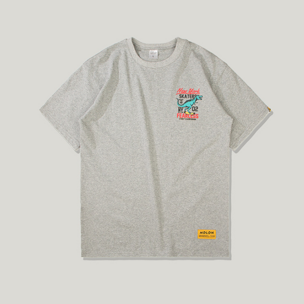 Hip Hop Dinosaur Print Couple Casual Short Sleeve T-Shirt