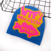 WTF letter jacquard knitted hat