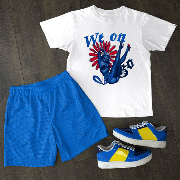 Personalized print round neck T-shirt and shorts two-piece set