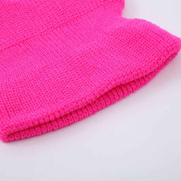 Three-hole cap letter embroidery knitted hat windproof warm hip-hop mask outdoor riding headgear