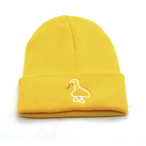 Casual yellow-billed duck men and women outdoor knitted hats
