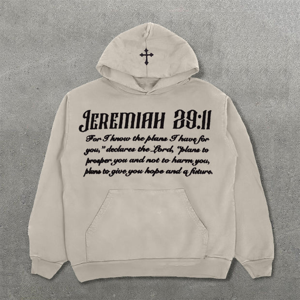 Jeremiah 29:11 Letter Print Long Sleeve Hoodies