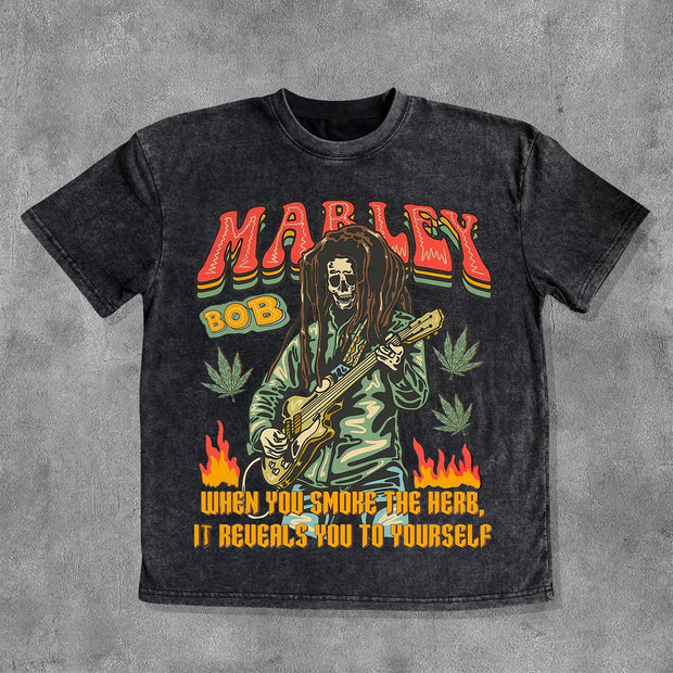 Print Washed Short Sleeve T-Shirt