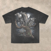 Casual retro printed T-shirt