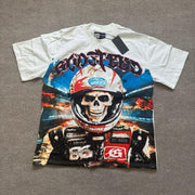 Skeleton racer print T-shirt