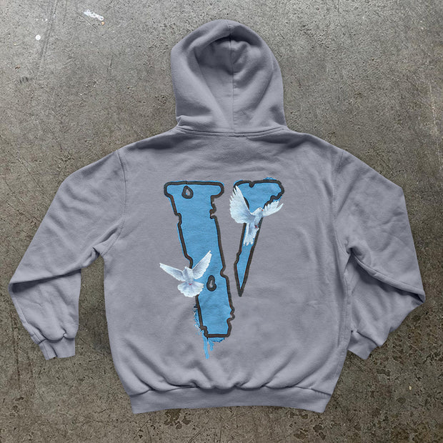 Vintage Tide Brand Print Fashion Long Sleeve Hoodie