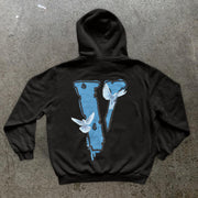 Vintage Tide Brand Print Fashion Long Sleeve Hoodie