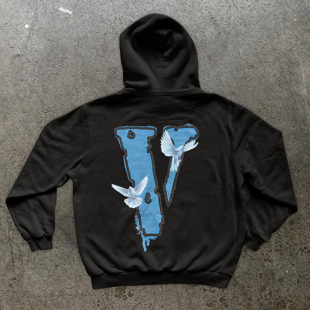 Vintage Tide Brand Print Fashion Long Sleeve Hoodie