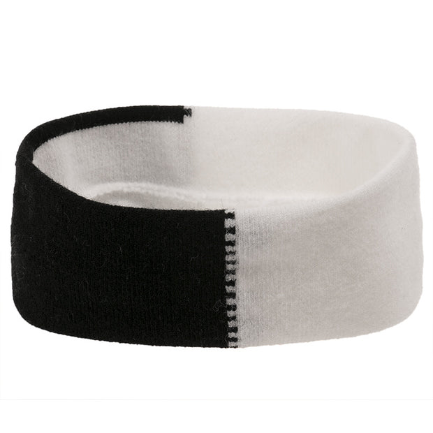 Striped knitted hat pullover hat black and white elements cow wool hat