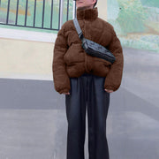 Corduroy bread coat loose cotton coat short padded jacket thick coat