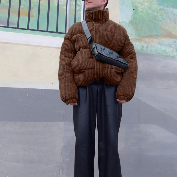 Corduroy bread coat loose cotton coat short padded jacket thick coat