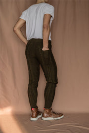 Casual style retro slim knitted wool pants