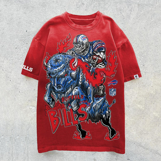 Bills Football Print Short Sleeve T-Shirt