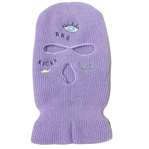 Knitted hat thick three-eye hat