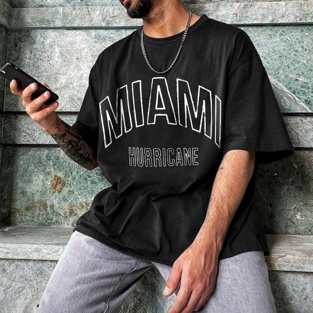 Stylish retro street style monogram print T-shirt