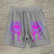 Street style personality devil print casual shorts
