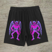 Street style personality devil print casual shorts